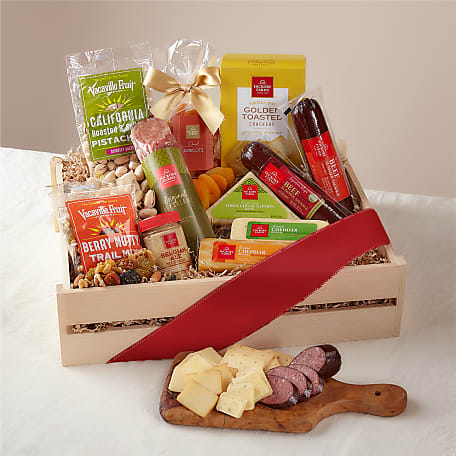 Deluxe Meat & Cheese Charcuterie Gift Basket – The Flowers Directory