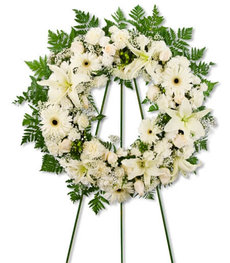 Wreath of Mixed White Flowers - Same Day Flower Delivery