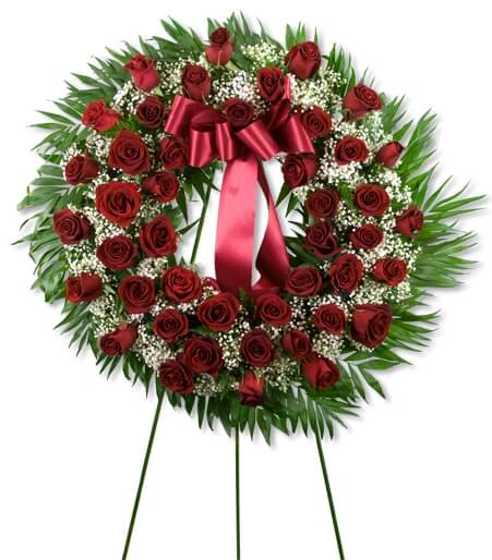 Red Rose Wreath - Same Day Flower Delivery