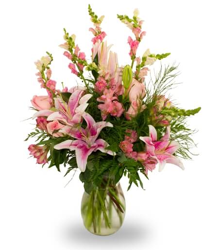 Pink and White Vase Arrangement - Same Day Flower Delivery