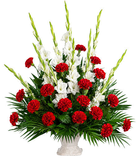Red and White Floor Basket - Same Day Flower Delivery
