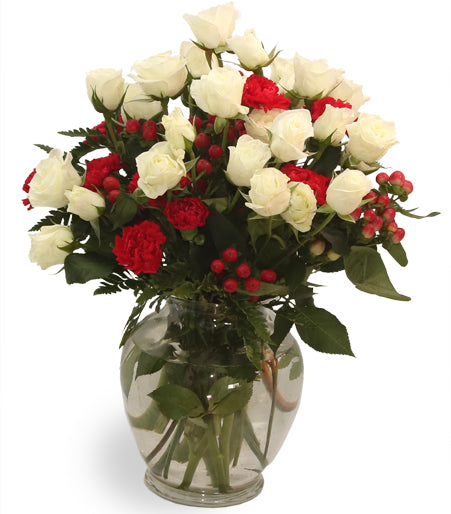 Red and White Bouquet - Same Day Flower Delivery