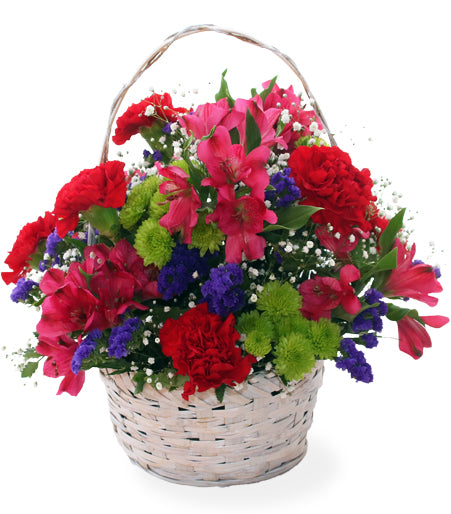 Colorful Flower Basket Arrangement - Same Day Flower Delivery