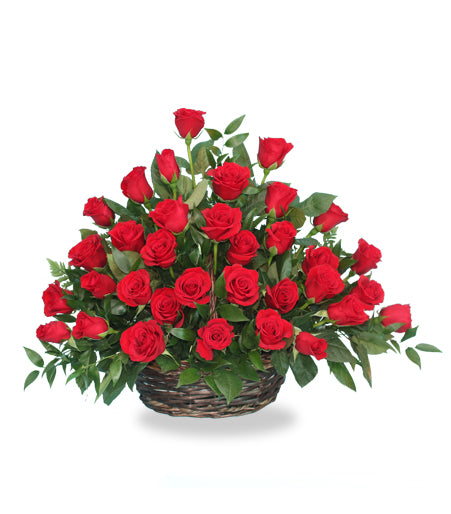 Rose Radiance Flower Basket Arrangement - Same Day Flower Delivery