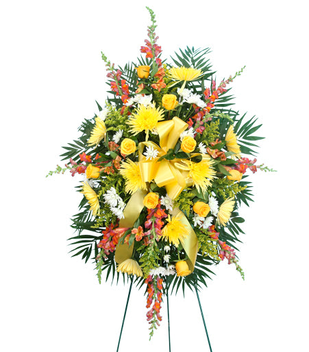 Yellow Tribute Standing Spray - Same Day Flower Delivery