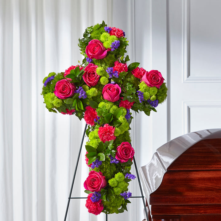 Tribute Rose Floral Cross - Same Day Flower Delivery