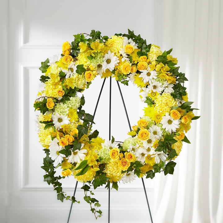 Golden Remembrance Wreath - Same Day Flower Delivery
