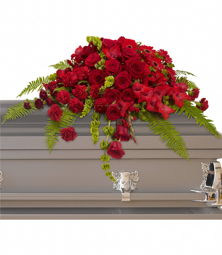 Red Rose Sanctuary Casket Spray - Same Day Flower Delivery