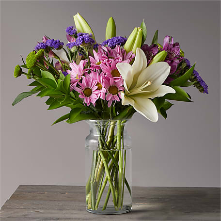 Lavender Fields Mixed Flower Bouquet with Vase – The Flowers Directory
